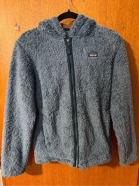 Patagonia Kids Blue-Gray Fuzzy Hooded Zip Jacket